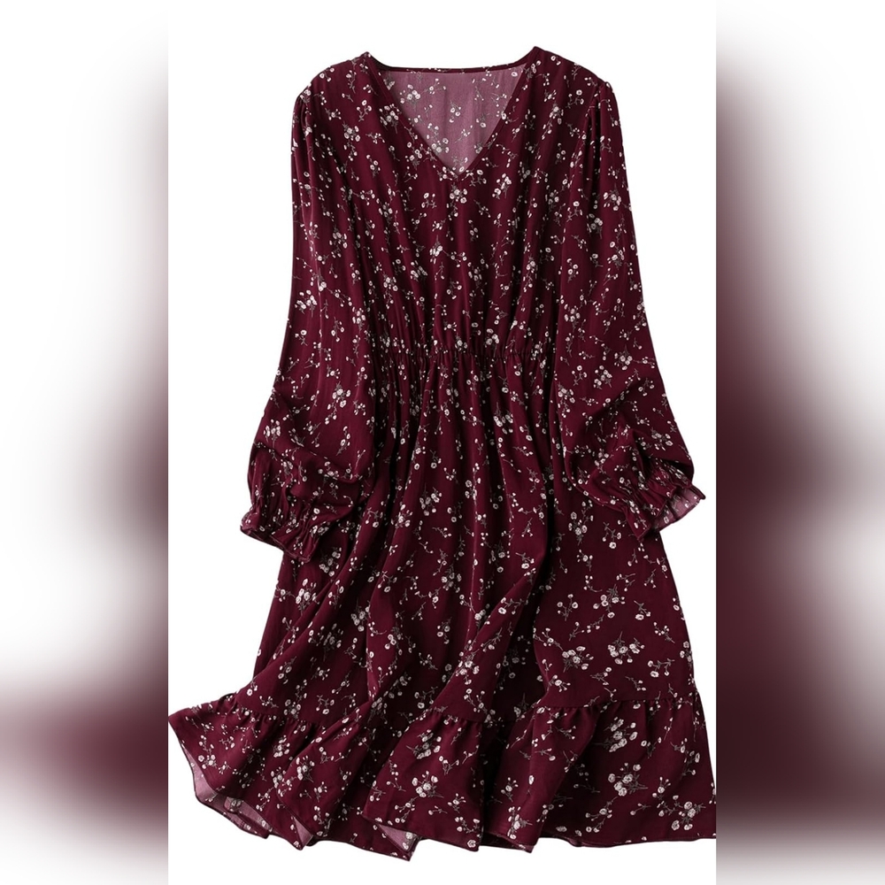 1X Floerns Burgundy Dress